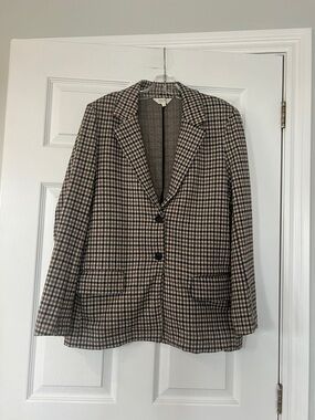 Plaid Two-Button Blazer in Brown and Black